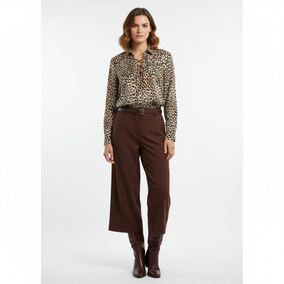 Chico’s Brown & Black Animal Print Long Sleeve Tie Bodice Tunic Blouse Top 3 XL - Picture 6 of 6